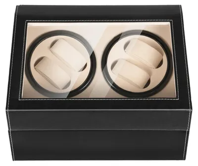 Immagine prodotto di Scatola per orologi con carica automatica - Caricatore automatico per orologi 4+6 - Motore silenzioso <30 dB - Materiali:  (PU) e legno MDF - Coperchio in vetro - Dimensioni: 30,5 x 22,9 x 18 cm - Colore: nero