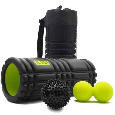 Produktbild von KALAHARI Faszienrolle SET, 3 Stück und E-Book Übungen - Foam Roller, Duoball, Igelball und Praktische Taschen – zur Selbstmassage und Faszientraining