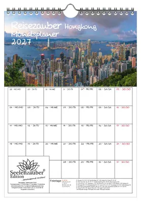Produktbild von Reisezauber Hongkong Planer DIN A4 Kalender für 2027 Urlaub Reise Stadt und Land - Seelenzauber