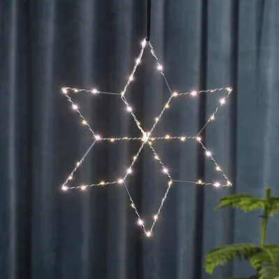 Produktbild von LED Metallstern 'Lolly - hängend - 54 hellweiße LEDs - H: 45cm, B: 40cm - silber