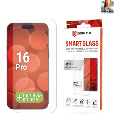 Obrázok produktu pre Displex 02020, Apple, iPhone 16 Pro, Suché aplikovanie, Odolný voči nečistotám, Odolné proti poškriabaniu, Priehľadná, 1 kusov