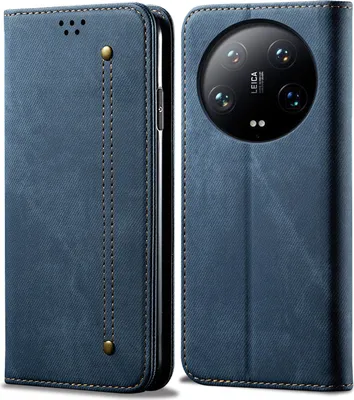 Obrázek produktu pro Pouzdro pro Xiaomi 14 Ultra, Kožené Peněženkové Pouzdro s Magnetickým Uzavíráním a Stojánkem modré