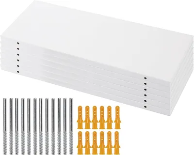 Obrázek produktu pro Nástěnné police, 6 kusů, rozměry 40 x 15 cm, bílé dřevo, vhodné do obývacího pokoje