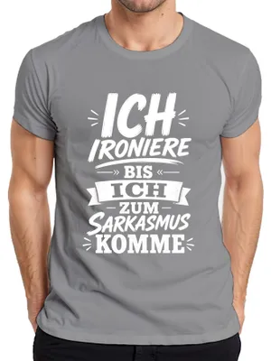 Zdjęcie produktu dla Koszulka męska "Ironia, sarkazm, cynizm", kolor szary, rozmiar L