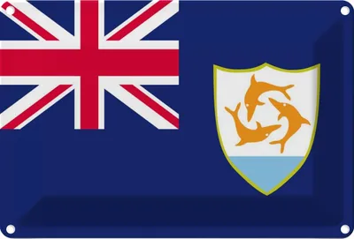 Produktbild von vianmo Blechschild 20x30 cm Anguillas Anguilla Flagge Fahne Wappen