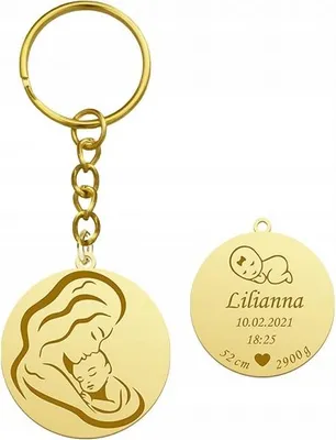 Image de Porte-clés Or Porte-bébé Cadeau 925 Gravure E