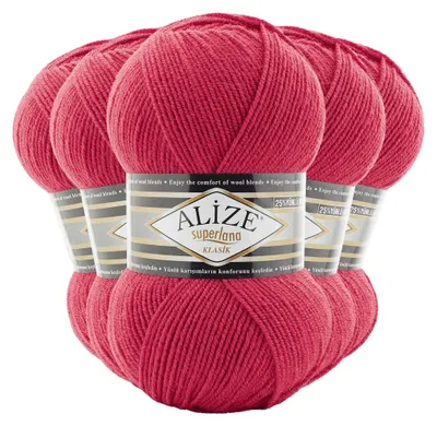 Produktbild von 5 x 100g Strickgarn Alize Superlana Klasik 25% Wolle, Farbwahl