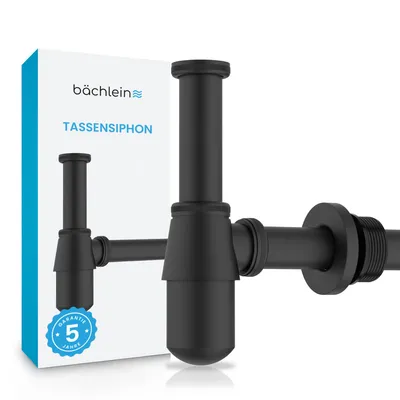 Image de Siphon universel Bächlein pour lavabo et meuble-lavabo (noir mat), siphon anti-odeurs avec orifice de nettoyage - Siphon design, siphon en forme de bouteille