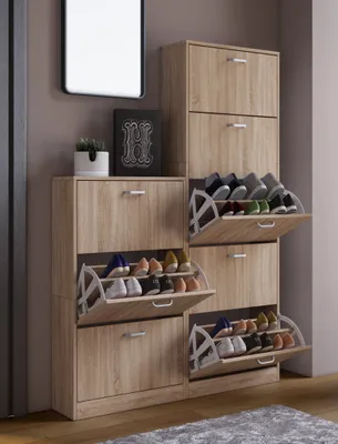Produktbild von VCM Holz Schuhschrank | Maße: H. 170 x B. 59 x T. 22 cm | 5 Klappen - Sipos XL