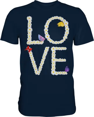 Produktbild von Love Gänseblumen Frauen Schmetterling T-Shirt – Navy / L