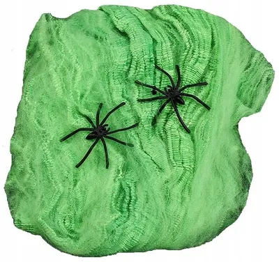 Produktbild von Künstliches Spinnennetz Halloween Grün Dekoration 20g mit Spinnen