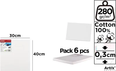 Obrázek produktu pro Malířská deska 30 x 30 x 0,3 cm, 280 g/m² (6 ks) – Artix
