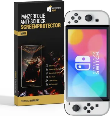 Produktbild von 2x Panzerfolie für Nintendo Switch Oled Displayschutz Schutzfolie MATT ANTI-SHOCK/ ANTI-KRATZ/ ANTI-BRUCH/ ANTI-SCHMUTZ/ ANTI-REFLEX