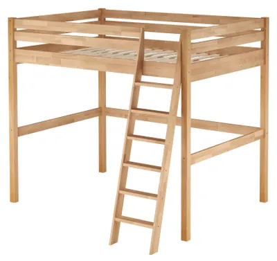 Produktbild von Robustes Doppelbett-Hochbett Stockbett 140x200 Buche natur mit wählbarem Zubehör V-60.24-14Rollrost inkl.