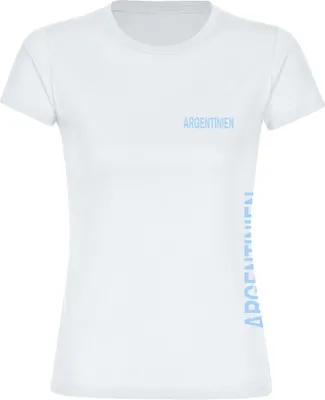 Produktbild von multifanshop Damen T-Shirt - Argentinien - Brust & Seite, weiß, Größe M
