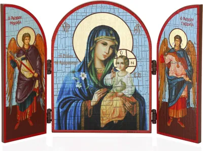 Produktbild von Gottesmutter Nicht Verwelkende Blume Ikone Triptychon 25x16cm Christlich 14350