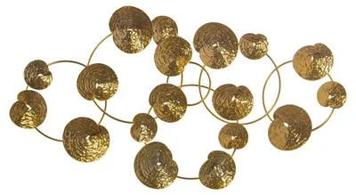 Productafbeelding van DRW Wandlamp met metalen cirkels, goudkleurig, 89 x 6 x 50 cm