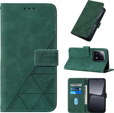 Produktbild von Hülle für Xiaomi 13 Pro Prägung Flip Leder Kartenfächer Schutzhülle mit Ständer Grün