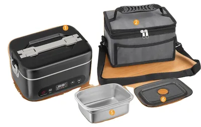 Produktbild von Kabellose elektrische Lunchbox, 1,2 l Kapazität, 4 Heizmodi, schwarz