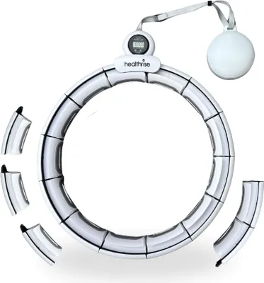 Produktbild von Health Rise Smart Hula Hoop Weiß | mit Zähler & Bauchgurt | größenverstellbar | 72 - 129 cm | besonders leise