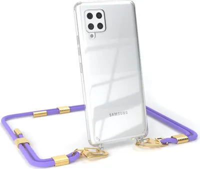 Produktbild von EAZY CASE Handykette für Samsung Galaxy A42 5G, Transparente Silikonhülle mit Band, Clear Case, abnehmbar in  Violett