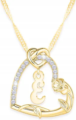 Produktbild von Goldkette Buchstabe Herz Blume Rose mit Buchstabe Initiale E SILBER 925