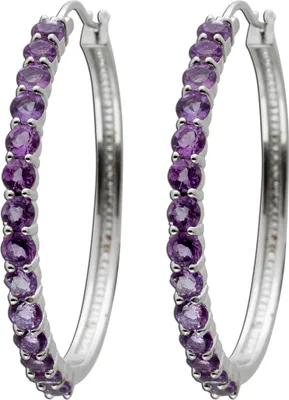 Produktbild von Amethyst Creolen 35mm Sterling Silber 925 lila Edelsteine