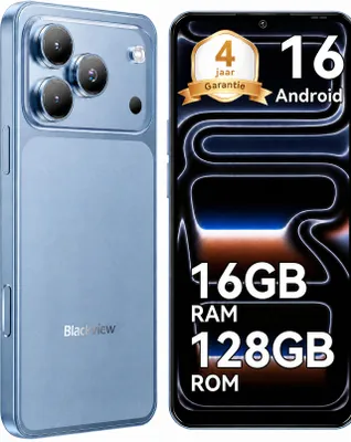 Productafbeelding van Blackview WAVE 7C smartphone, zonder abonnement, 6,56 inch, Android 16, 16GB + 128GB/2TB (TF-kaart), gezichtsherkenning, 5000mAh batterij, 32MP camera, dual-SIM, WiFi 5, IP54 (stof- en spatwaterdicht)