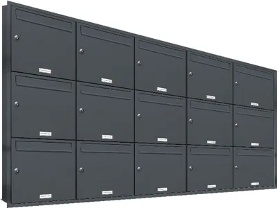 Produktbild von 15er Briefkasten Anlage Unterputz Montage RAL 7016 Anthrazit