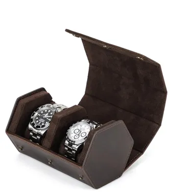 Image de Omgoods - Boîte de voyage en cuir véritable pour 2 montres