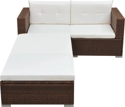 Produktbild von vidaXL 3-tlg. Garten-Lounge-Set mit Kissen Poly-Rattan Braun
