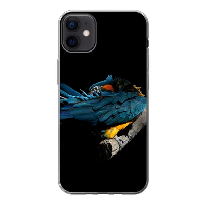 Produktbild von MuchoWow® Handyhülle Schutzhülle Hülle für iPhone 12 mini Vogel - Federn - Zweig - Schwarz Silikon Softcase Handy Hülle - Bild
