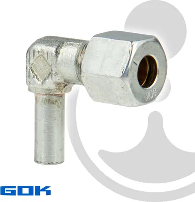 Produktbild von Schneidringverschraubung Typ EVW - 90° Winkel - Verschraubung Ø 10 mm Rohrstutzen x RVS, Stahl verzinkt, Schneidring Messing