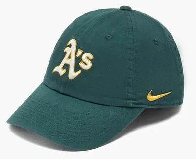 Zdjęcie produktu dla Czapka z daszkiem Nike Primetime Club z nieusztywnianą konstrukcją, z bawełny organicznej, w kolorze zielonym Oakland Athletics – rozmiar L–XL