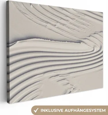 Produktbild von MuchoWow® - Leinwandbilder - Abstrakt - Kunst - Linien - Weiß, Wandbild, Wanddeko Bilder Wohnzimmer, 80x60cm