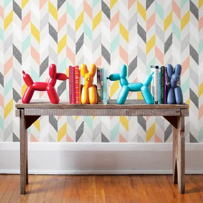 Produktbild von Coloray Fototapete 104x70 cm Latextapete Magicstick - Pastell-Herringbone-Chevron-Zusammenfassung