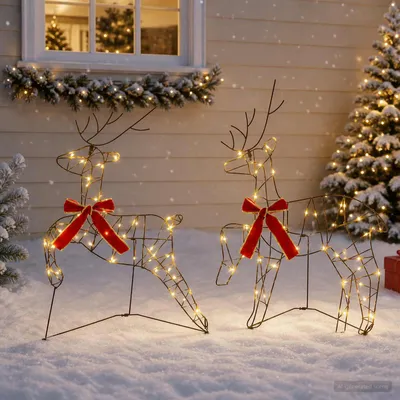 Produktbild von Weihnachtsrentier 2 stk. 90 LEDs Warmes Weiß