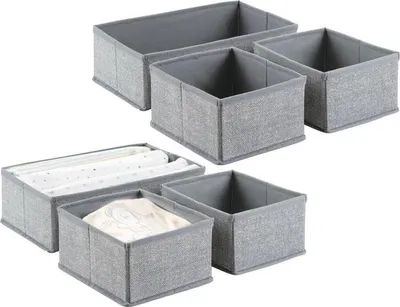 Produktbild von Aufbewahrungsbox Stoffkisten Organizer mDesign 6er Set 2 Größen grau