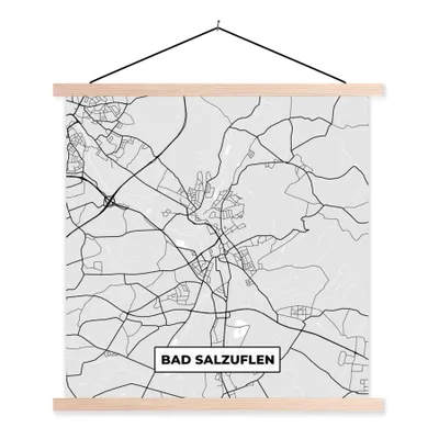 Produktbild von MuchoWow® Textilposter Stadtplan - Karte von Bad Salzuflen - Deutschland - Karte 120x120 cm mit holzfarbenen Rahmen - Textil-Poster