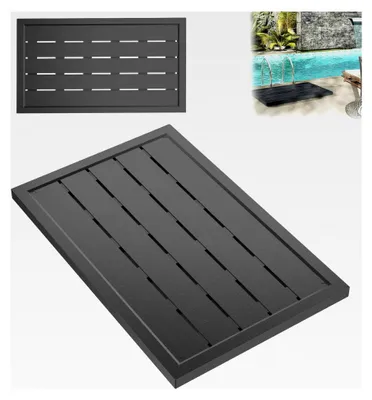 Produktbild von Bodenelement aus Kunststoff rutschfest für Gartendusche, Solardusche, Poolleiter oder Pool, anthrazit, Bodenplatte 105x63x5,5cm inkl. Montagematerial (1 Stück)