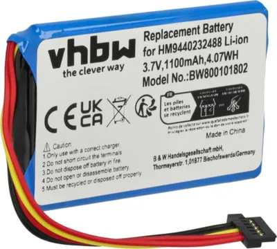 Produktbild von vhbw Akku kompatibel mit TomTom Go 8CP9.011.10, 4CP9.002.00, 950, 950 LIVE GPS Navigation Navi (1100 mAh, 3,7 V, Li-Ion)