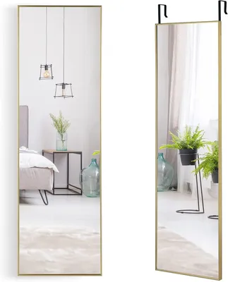 Zdjęcie produktu dla Lustro FANTASK, 37 x 120 cm, regulowane w pionie, lustro ścienne na całe ciało, z haczykami do zawieszenia