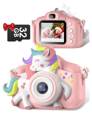 Produktbild von 1080P 2,0-Zoll-Bildschirm Kamera Kinder mit 32GB-Karte Selfie Digitalkamera Kinder Fotoapparat Kinder für 3-12 Jahre Jungen und Mädchen Weihnachten