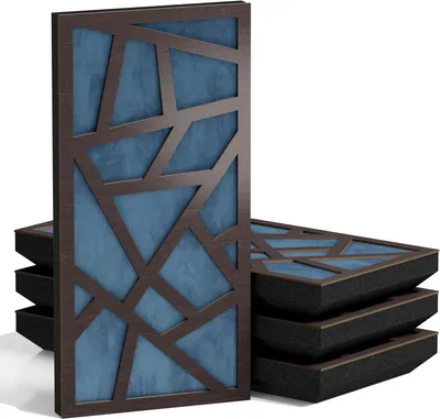 Obrázek produktu pro Sada 10 tenkých akustických panelů SKYROSS-F, potah samet, rozměry 50x25 cm, barva wenge/modrá