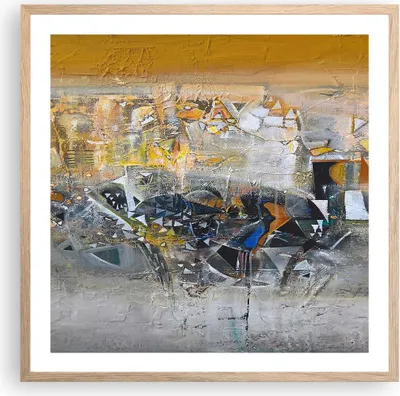 Produktbild von Gerahmtes Poster - Rahmen in heller Eiche - Abstraktion modern - 60x60 cm - Wand Bild - Wanddeko - Wandbilder - Wandposter - Bilderrahmen - Bilder - Kunstdruck - Wandbild - P2NAC60x60-4001
