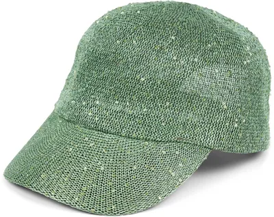 Produktbild von styleBREAKER Damen Sommer Baseball Cap gewebt mit Pailletten | Luftiges Basecap mit Metallschnalle verstellbar | Einfarbige Schildkappe für Strand und Freizeit