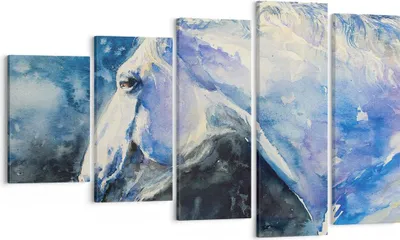 Produktbild von Bild auf Leinwand - Leinwandbild - 5 Teile - Pferd Aquarell Porträt - 100x60cm - Wand Bild - Wanddeko - Wandbilder - Leinwanddruck - Bilder - Wanddekoration - Leinwand bilder - EG100x60-4272