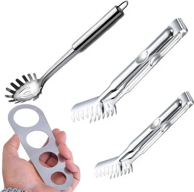 Produktbild von Edelstahl Spaghettizange und Nudellöffel Set für Küche