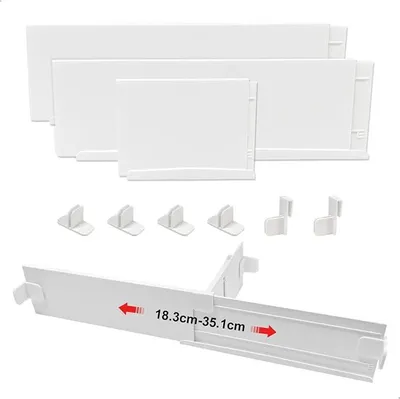 Produktbild von PolkaHome® Schubladen-Trenner, verstellbar, 3 Stück – Schubladen-Organizer, 18,3–35,1 cm, für Küche, Schlafzimmer, Büro