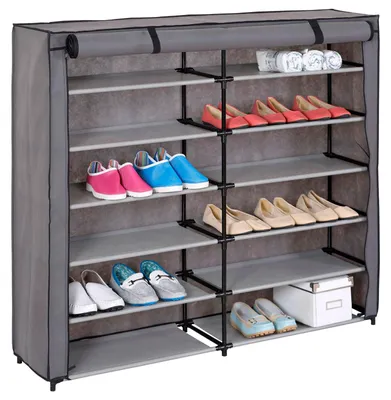 Produktbild von Schuhregal Stoffregal Kellerregal Schuhschrank VIOLA, 12 Böden, inkl. Schutzhülle in grau